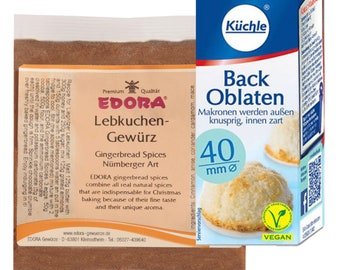 German Lebkuchen Baking Supplies Back Oblaten and Lebkuchengewürz Set/2 Pieces