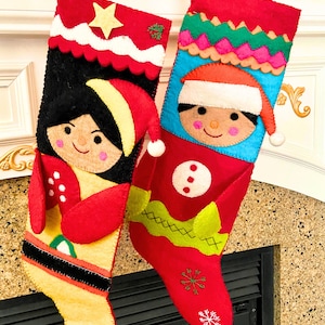 Felt Elf Stocking Made from 100% Nepalese Wool - Fair Trade + Eco Friendly!