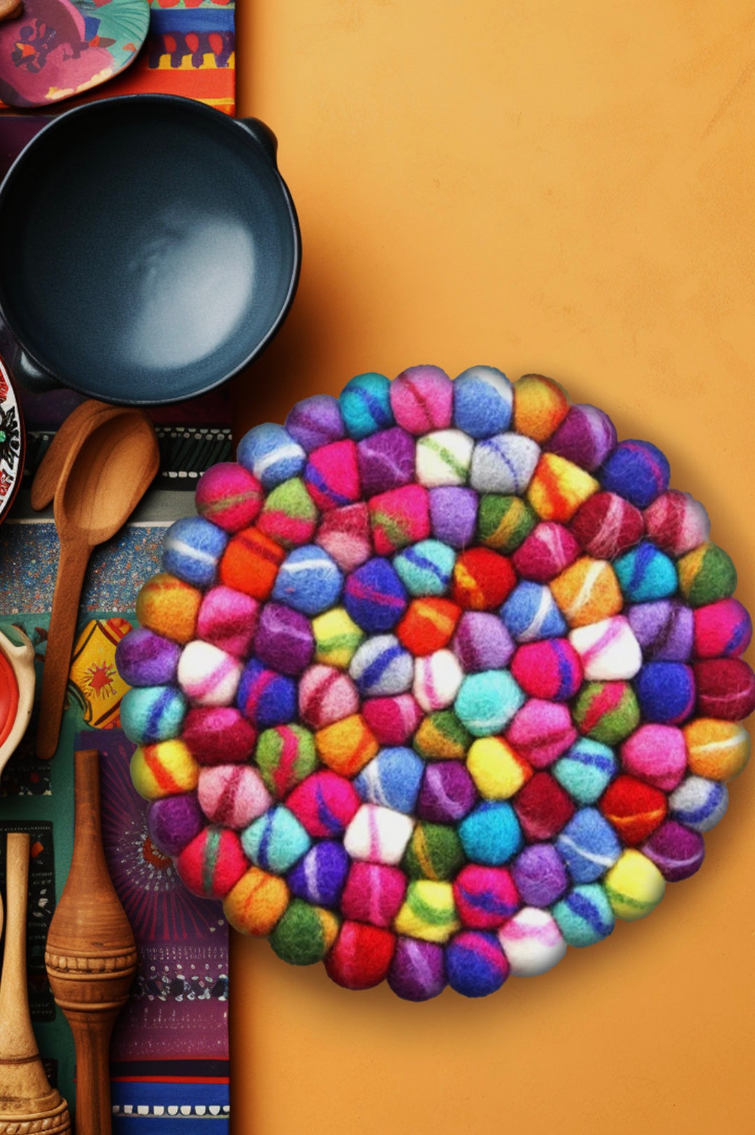 Pastel Nepalese Wool Felt Trivet Made With Real Wool Etsy