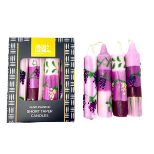 Hand-Painted Dinner/Shabbat Candles Set of 4 Pieces - Napa Grape Vine