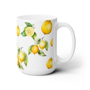 Lemon Delight Ceramic Mug 15oz Lemon Love Mug for Mom Gift Idea Mothers Day Christmas Gift Aunt Sister Gifts