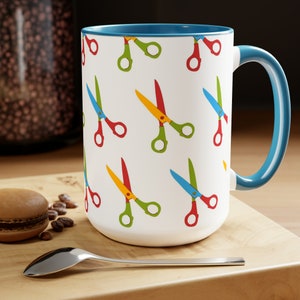 Colorful Scissors 15 oz Mug, Two-Tone Coffee Mugs, 15oz, Art Teacher Mug, Mug for Teacher,