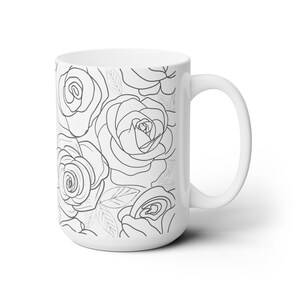 Black and White Roses Ceramic Mug 15oz Gift Idea For Mom Mug for Sister Aunt Gift