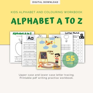 Libro de actividades de práctica de escritura para niños: plantilla de escritura manual del alfabeto en PDF imprimible, rastreo de letras