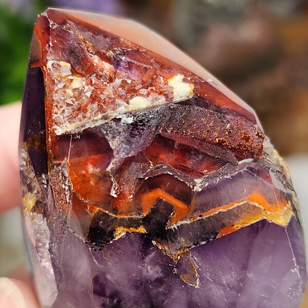 Polished Hematite Included Indian Amethyst