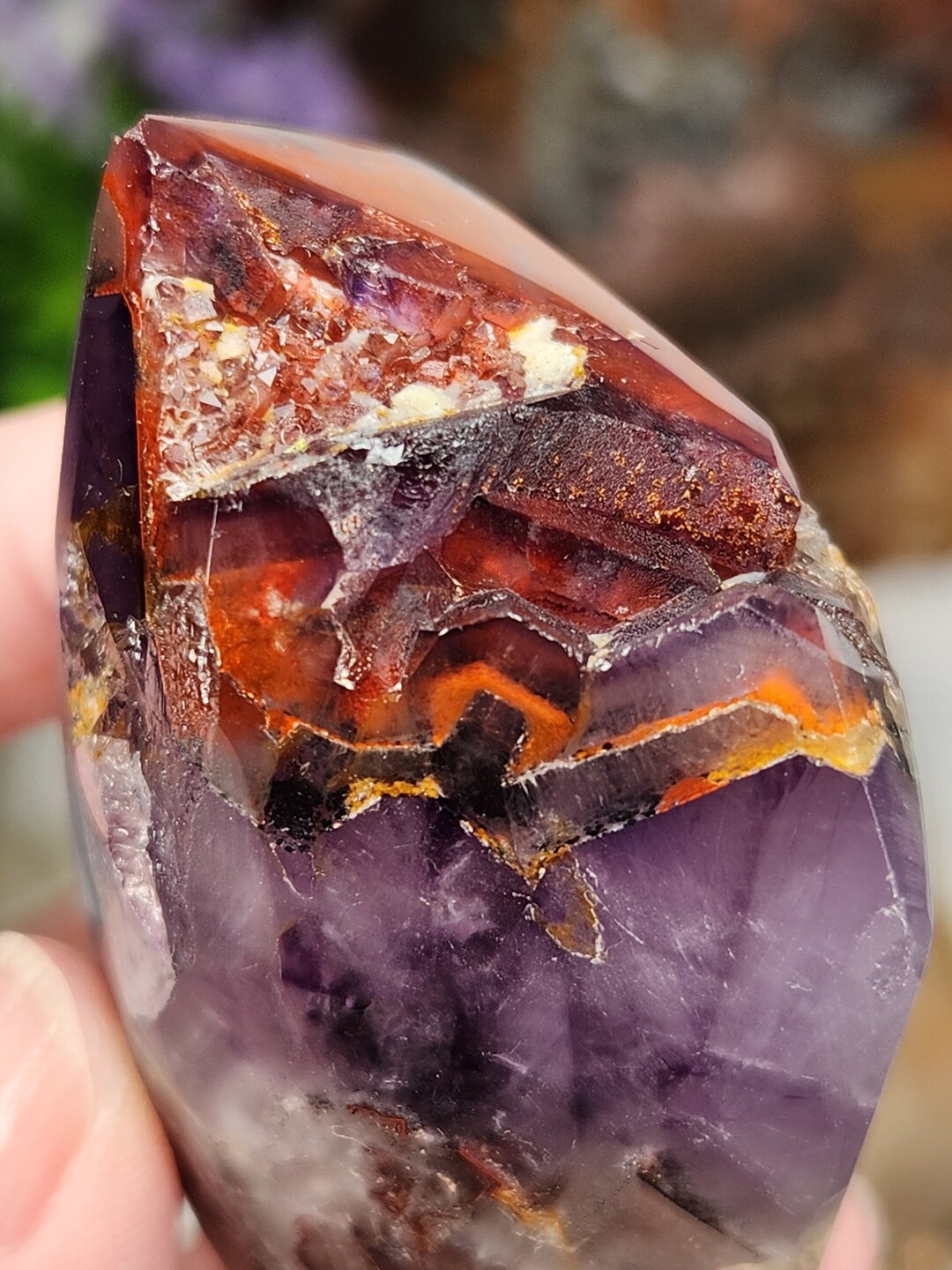Polished Hematite Included Indian Amethyst - Etsy