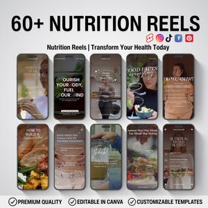 Editable Nutrition Reels Templates: Canva Video Bundle for Wellness (PDF Download)