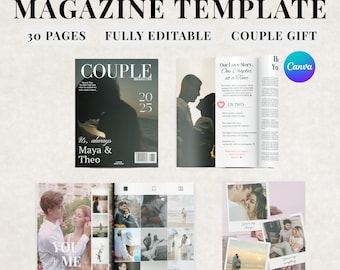 Modèle personnalisé de magazine pour couples, cadeau d'anniversaire (téléchargement numérique)