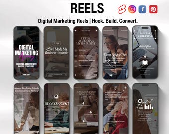 60 Digital Marketing Reels Templates: Canva Editable Social Media Kit (PDF Download)
