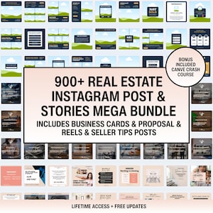 Modelli per social media immobiliari / Storie in evidenza nel feed di Instagram / Biglietti da visita e proposte / Pacchetto modificabile per il branding di un agente immobiliare moderno