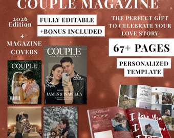 Love Story Magazine Template: 67+ Seiten Andenken (Canva Magazine Tempate, Instant Download)