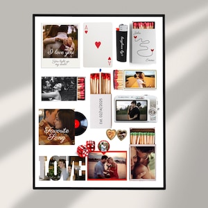 Custom Matchbook Collage Poster Template | Editable Romantic Wall Art | Couple Gift | Anniversary, Memory Keepsake | Digital Download
