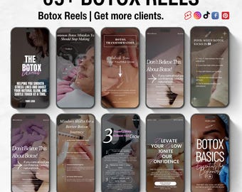 Mallar för Botox Instagram-rullar | Clinic Canva (PDF) | 65+ designer