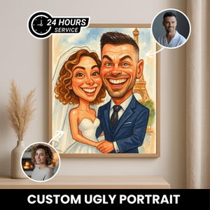 Custom Funny Ugly Caricature Portrait from Photo | Personalized Cartoon Drawing Gift | Humorous Portrait for Friends, Family, or Couples