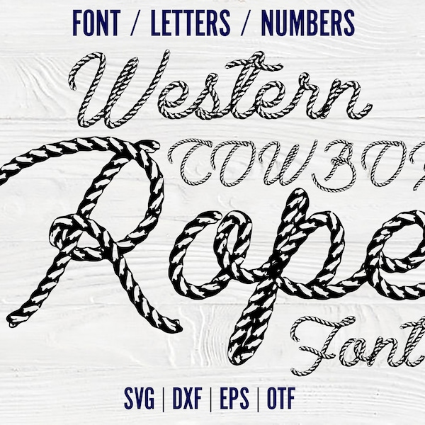 Western Cowboy Rope font Otf Handwriting Font Svg Rope Letters svg Western Font OTF Cowboy Svg Letters Western SVG Font Cricut Cowboy Font