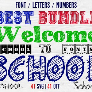 Fuente de la escuela Otf Paquete Letras de la escuela Svg Camisa de bebé Diy Svg Fuente de bebé Letras de la escuela Fuente de SVG Cricut Letras de niños Svg Camisa de la escuela Diy