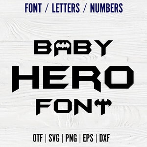 Baby Superhero fuente OTF Superhero SVG letras Baby Shirt Diy Superheroes SVG Alfabeto letras Cricut fuente Kids Shirt svg Baby font install
