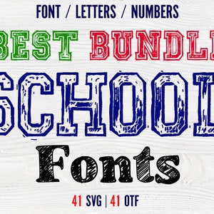 Fuente escolar Otf Paquete Letras escolares Svg Camisa de bebé Svg Fuente de bebé Letras de la escuela Fuente svg para Cricut Niños Letras Svg Camisa de la escuela Diy