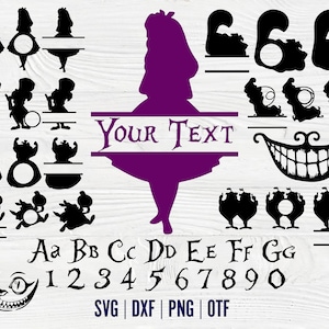 Alice au pays des merveilles SVG Bundle monogramme Svg Alice au pays des merveilles chemise Diy Svg Alice au pays des merveilles police svg Cricut Alice au pays des merveilles Png