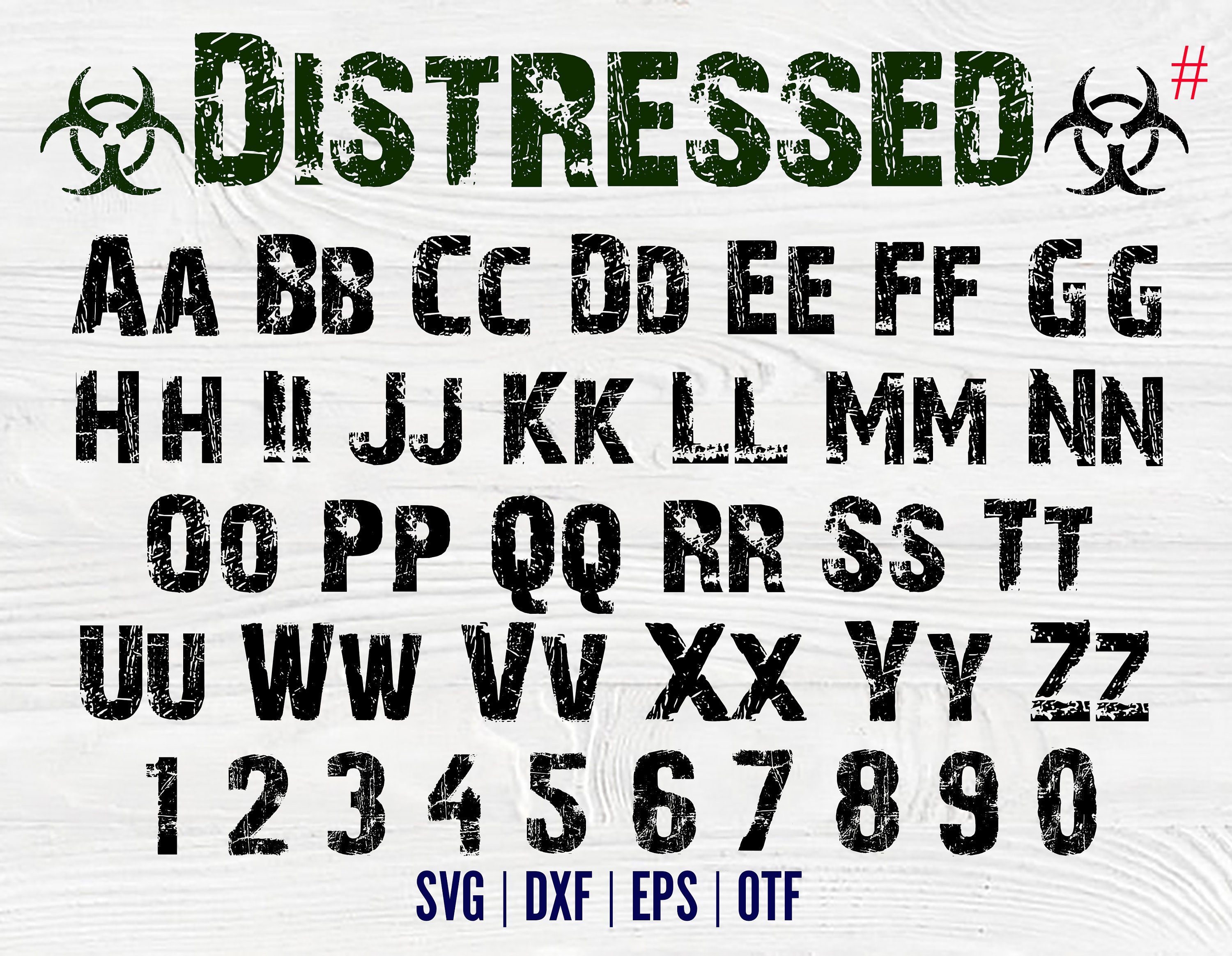Distressed Font Otf Distressed Numbers SVG Letters Distressed Font Svg ...