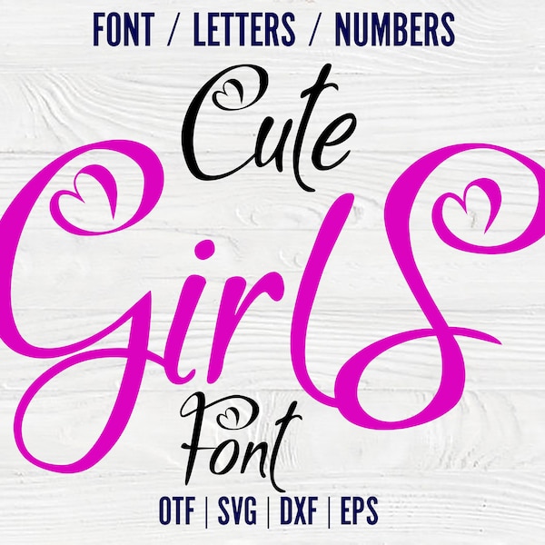 Baby Girl Font Otf Hearts Letters Svg Baby shirt Diy Svg Baby Letters Cut Baby Svg font for Cricut Girl Letters Svg Girl Shirt Diy Love font