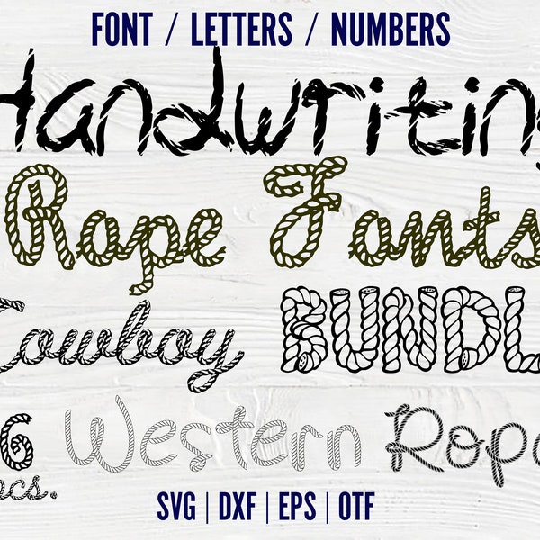 Cowboy Rope fonts Bundle Handwriting Font Svg Rope font Otf Rope Letters svg Western Font OTF Svg Cowboy letters SVG for Cricut Cowboy Font