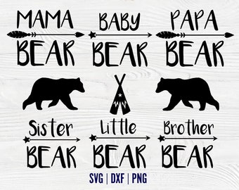 Family Bear Bundle Svg Bear Family Shirt Diy Svg Mama Bear Svg Cricut Papa Bear Png Baby Shirt png Mom Shirt Svg Cut Family T Shirt Svg Diy