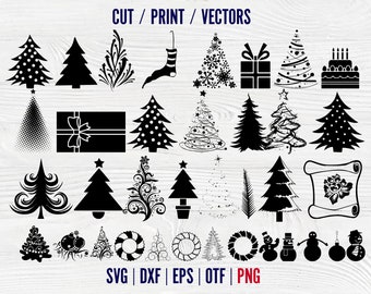 Navidad svg vectores Navidad png clipart Navidad svg archivo Cricut silueta de Navidad árbol de Navidad Cricut Vector letras de Navidad