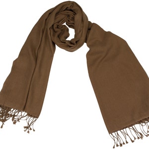 Pashmina 100% Cashmere Shawl Handwoven Nougat Brown Cashmere Scarf Women&#39;s Pashmina Scarf Unisex Men Nepal