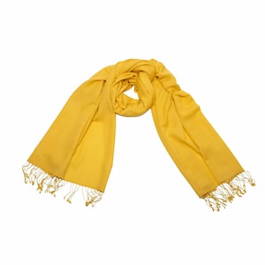 Cashmere Silk Scarf Handwoven Yellow Cashmere Scarf Women's Pashmina Scarf