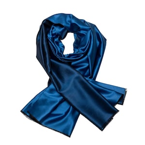 Elegant Shimmering Silk Scarf 100% Silk in Blue