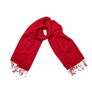 Cashmere Silk Scarf Handwoven Red Cashmere Scarf Women&#39;s Pashmina Scarf