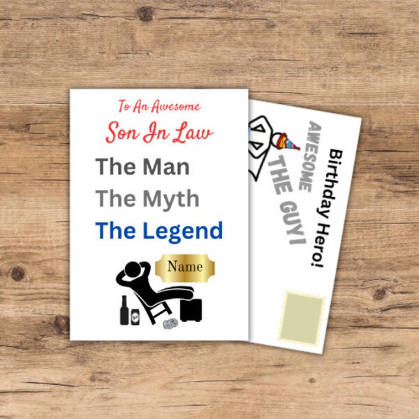 Funny Birthday Cards Son in Law - Etsy UK