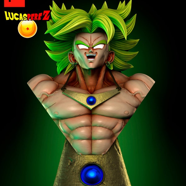 3D Resin Printed Dragon Ball Z Broly Bust Model Kit 192mm Tall Fan Made Unassembled Unpainted Garage Kit