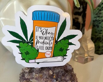 Marijuana Medicine Vinyl Sticker, Waterproof Laptop Decal