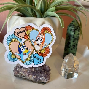 Bluey Love Hearts Vinyl Sticker, Laptop Sticker, Water Bottle Sticker, Waterproof
