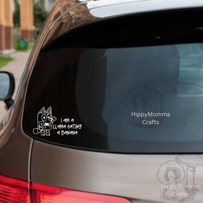 Bluey Inspired Muffin Llama Eating Banana Decal Car Decal Etsy