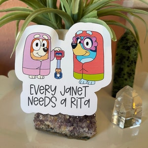 Bluey Inspired Rita and Janet Vinyl Sticker, Laptop Sticker, Water Bottle Sticker, Waterproof