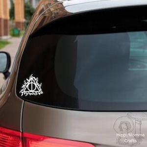 HP Deathly Hallows Leafy Decal, Window Sticker, Laptop Decal, Water Bottle Sticker