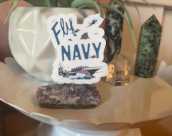 Fly Navy Waterproof Vinyl Sticker, Laptop Decal