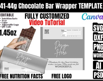 Candy bar wrapper template, chocolate bar wrapper template, Chip bag template instant download, Blank candy bar wrapper template