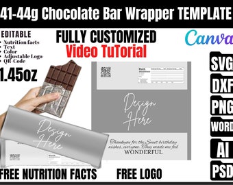 Modèle d'emballage de barre de chocolat : modifiable, personnalisable (téléchargement numérique)