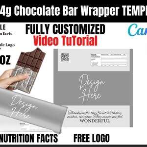 Chocolate bar wrapper template, Herchy bar wrapper template, Chip bag template instant download, Blank candy bar wrapper template