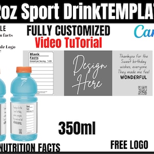Sports drink bottle blank label template, Sports drink wrapper template, Gatorade labels, Chip bag template instant download, Chip bag label