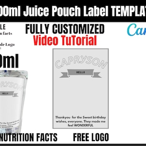 Juice Pouch TEMPLATE, juice Pouch Svg, Juice Pouch Bag, Chip bag Template, Party favors Template