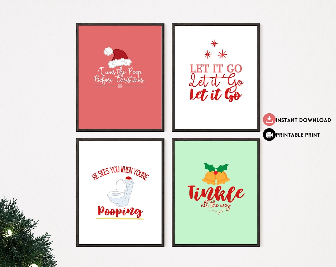 Funny Printable Christmas Bathroom Art Entertain Your Guests While They ...