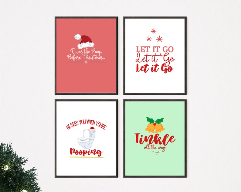 Funny Printable Christmas Bathroom Art Entertain Your Guests Etsy