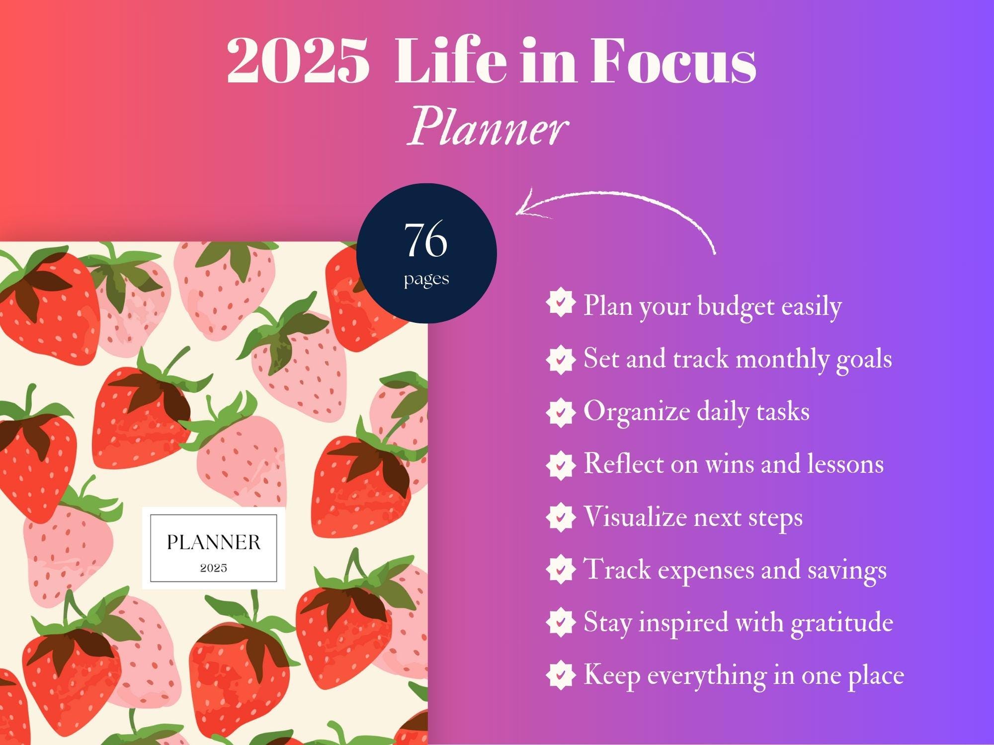 Juicy Goals Ahead: 2025 Strawberry-themed Life Planner & Productivity ...