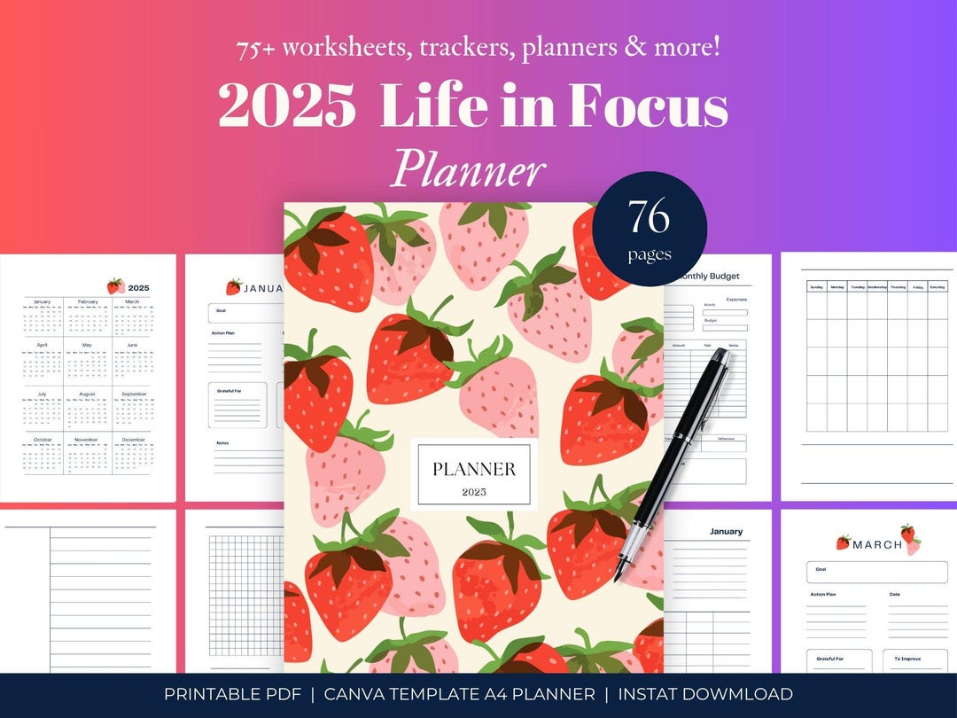 Juicy Goals Ahead: 2025 Strawberry-themed Life Planner & Productivity ...