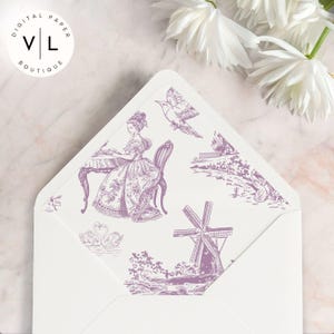 Vintage Toile de Jouy Umschlag: Rokoko Hochzeits-Briefpapier (Digitaler Download)